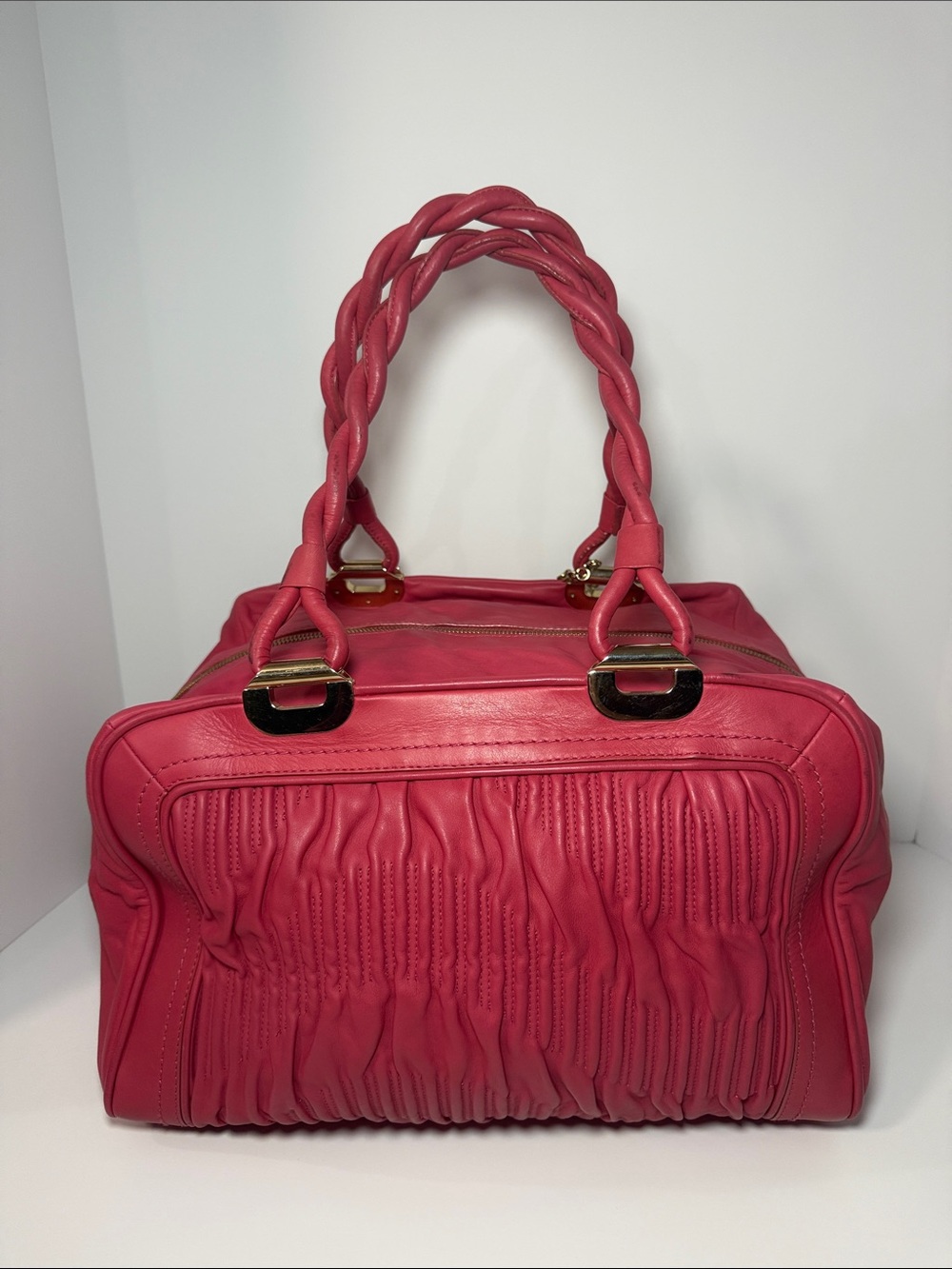 Bally Pink Leather Weekender Satchel Bag - Picture 5 of 16